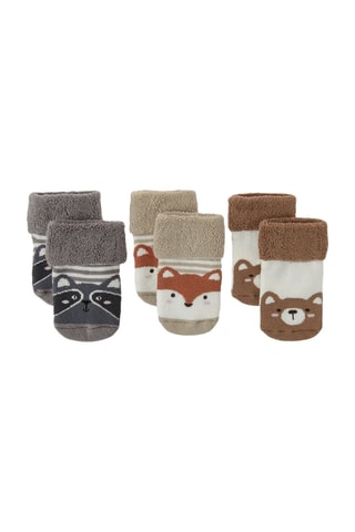 3 paires de chaussettes - Gris, écru et marron