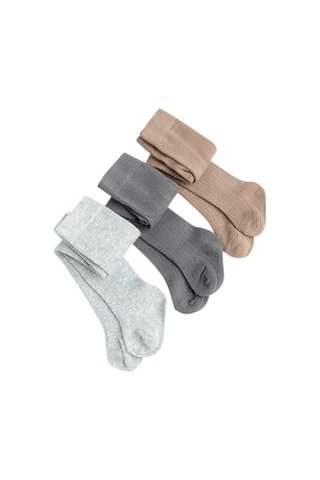 3 collants - Gris clair chiné, gris foncé et beige