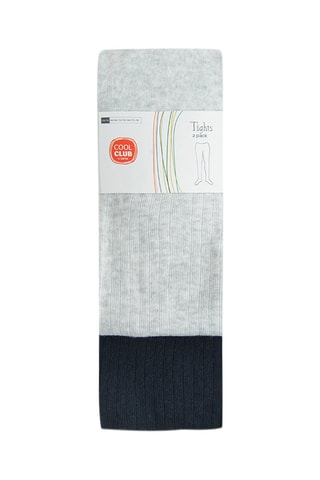 2 collants - Gris chiné et bleu marine