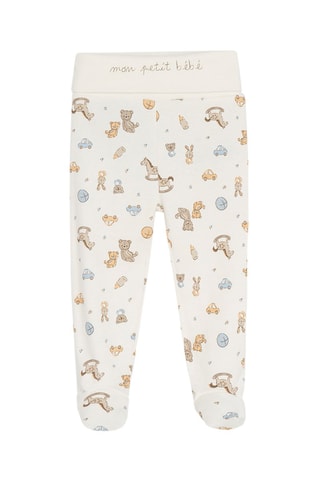 2 pantalons en coton biologique - Blanc et ciel