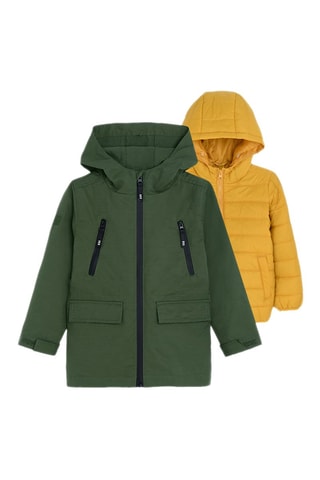 Parka 2 en 1 - Vert foncé et jaune