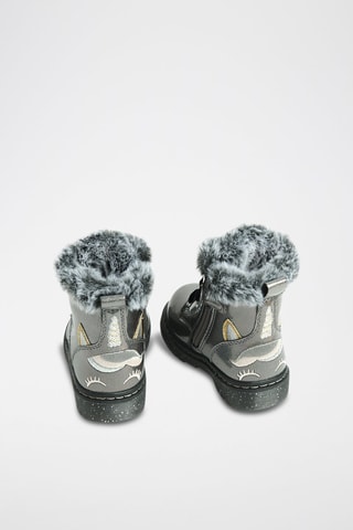 Bottines fourrées vernies - Gris foncé