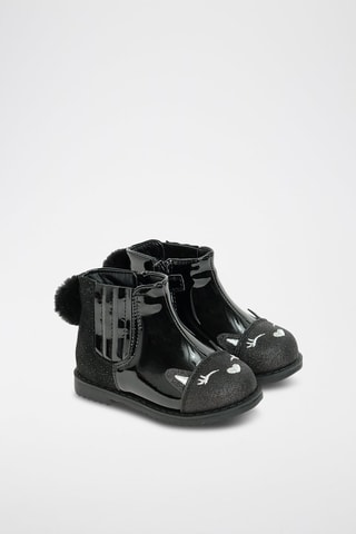 Bottines fourrées vernies - Noir
