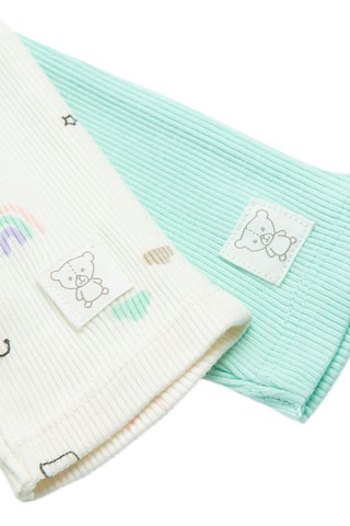 2 leggings en coton biologique - Blanc et vert