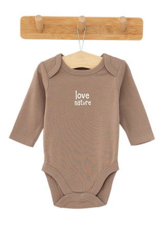 5 bodys en coton biologique - Ecru, marron et beige