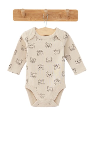 5 bodys en coton biologique - Ecru, marron et beige