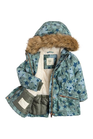 Parka à capuche - Bleu et kaki