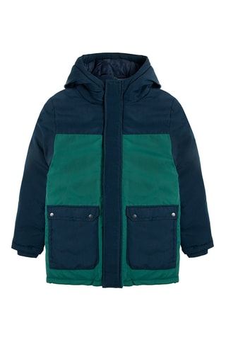 Parka à capuche - Bleu marine et vert