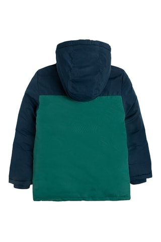 Parka à capuche - Bleu marine et vert