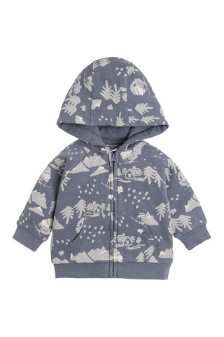 Sweat à capuche - Bleu cobalt chiné et beige