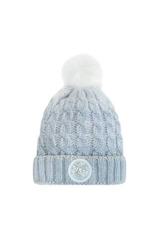 Bonnet à pompon et écharpe La Reine des Neiges - Ciel