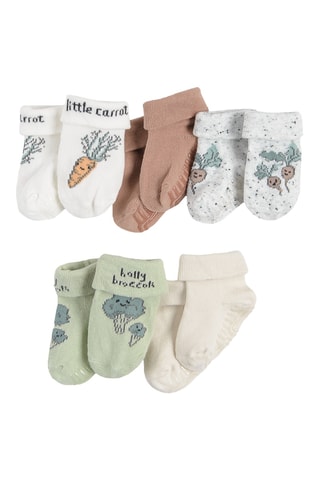 5 paires de chaussettes antidérapantes - Blanc et marron