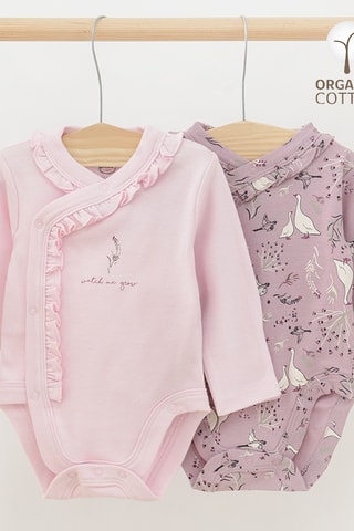 2 bodys en coton biologique - Rose
