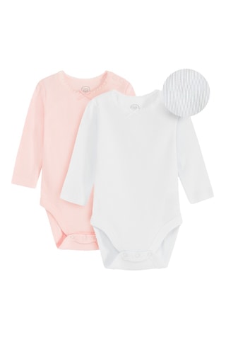 2 bodys - Rose et blanc