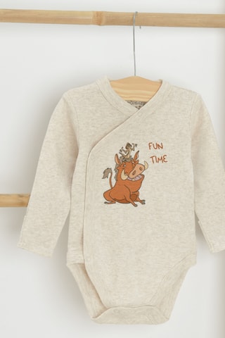 2 bodys Le Roi Lion Disney - Gris clair chiné et jaune