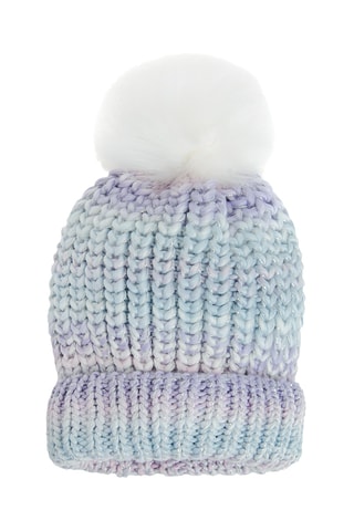 Bonnet à pompon - Ciel et violet