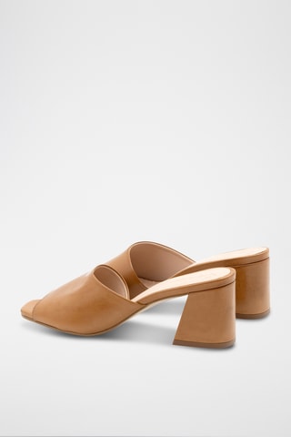 Leren Muiltjes met Hak Aclau - Beige
