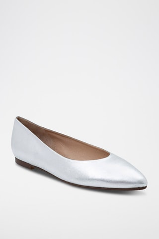 Leren Ballerina's Aneta - Lichtgrijs