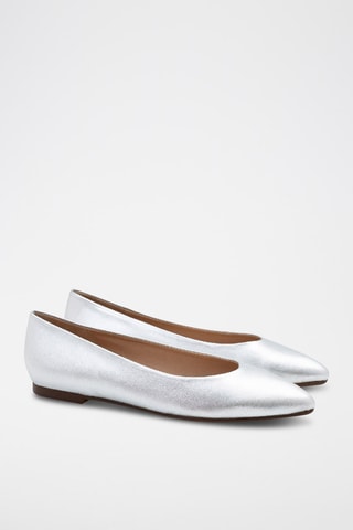 Leren Ballerina's Aneta - Lichtgrijs