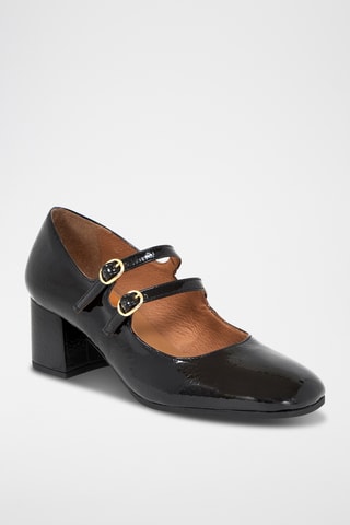 Lakleren Mary Janes met Hak Chela - Zwart