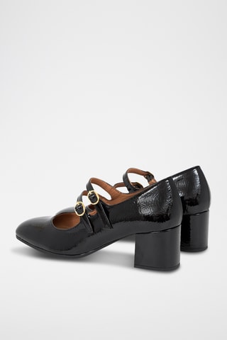 Lakleren Mary Janes met Hak Chela - Zwart