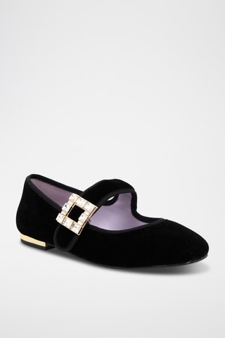 Nubuck Mary Janes Devur - Zwart