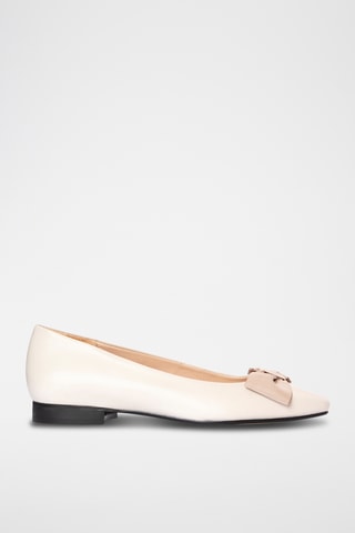 Leren Ballerina's Melina - Ivoorkleurig 