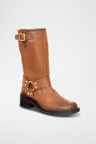 Leren Enkellaarzen Napole - Camel