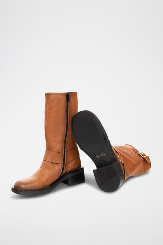 Leren Enkellaarzen Napole - Camel