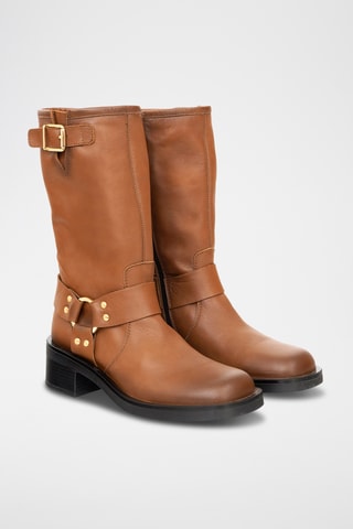 Leren Enkellaarzen Napole - Camel