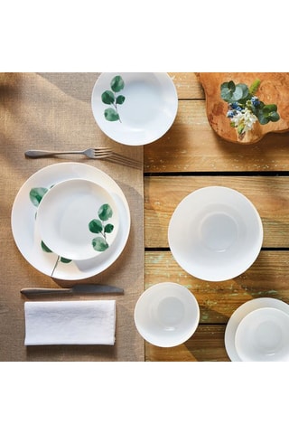6 assiettes creuses en verre opale Eucalyptus 20 cm