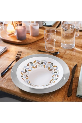 6 assiettes creuses en verre opale Florescence 20 cm