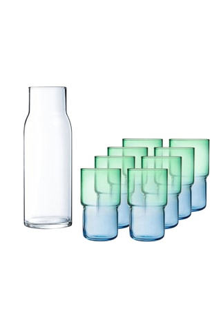 Service en verre ultra transparent Candy mix - 9 pièces