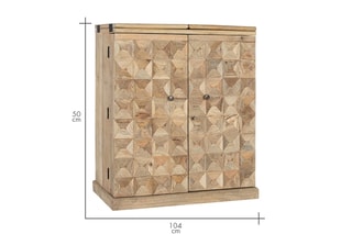 Meuble bar pliable 2 portes en manguier - 104 x 104 x 50 cm