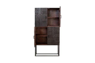 Meuble de rangement 4 portes - Naturel et noir