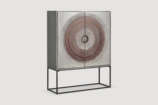 Meuble de rangement 2 portes - Gris et marron