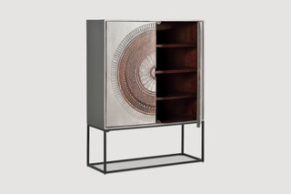 Meuble de rangement 2 portes - Gris et marron
