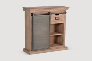 Meuble de rangement 1 porte - Naturel et noir