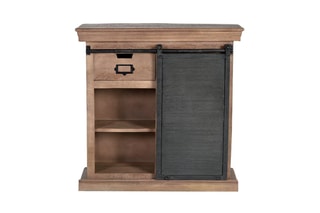 Meuble de rangement 1 porte - Naturel et noir