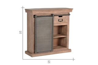 Meuble de rangement 1 porte - Naturel et noir