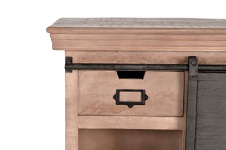 Meuble de rangement 1 porte - Naturel et noir