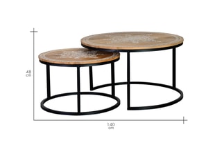 2 tables gigognes - Naturel et noir