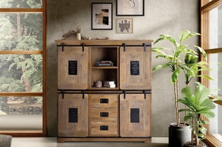 Armoire 4 portes - Naturel et noir