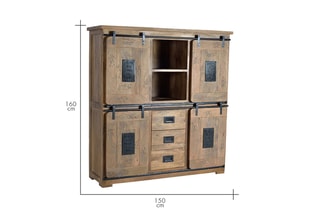 Armoire 4 portes - Naturel et noir