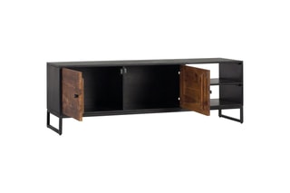 Meuble TV 2 portes - Noir et marron