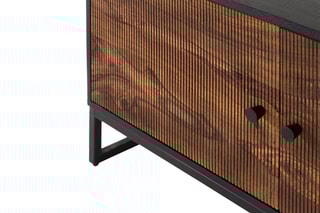 Meuble TV 2 portes - Noir et marron