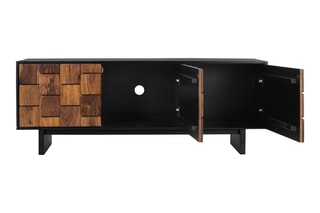 Meuble TV 3 portes en manguier et bois de sheesham - 160 x 61 x 40 cm