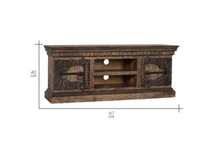 Meuble TV 2 portes en manguier massif - 150 x 61 x 40 cm