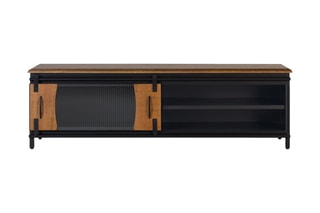 Meuble TV 1 porte - Noir et naturel