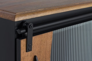 Meuble TV 1 porte - Noir et naturel